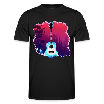 Colorful Guitar in Forest Nature Music - Men's Functional T-Shirt - black - Front - AI Model Male 178 dark (178cm)