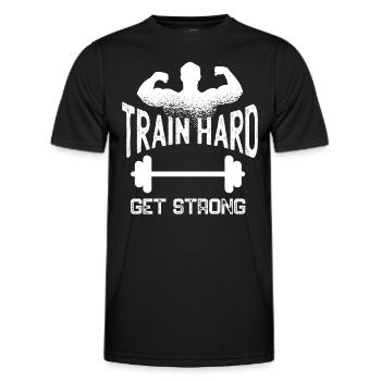 Get Strong and Fit Fitness Sport - Men's Functional T-Shirt - black - Front - AI Model Male 178 dark (178cm)