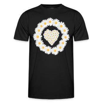 Gänseblümchen Blume Daisy Flower Love Heart - Men's Functional T-Shirt - black - Front - AI Model Male 178 dark (178cm)