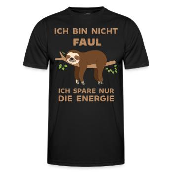 Ich bin nicht Faul ich spare Energie ein Faultier - Männer Funktions-T-Shirt - Schwarz - Vorne - AI Model Male 178 dark (178cm)
