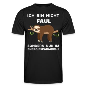 Ich bin nicht Faul ich spare Energie ein Faultier - Männer Funktions-T-Shirt - Schwarz - Vorne - AI Model Male 178 dark (178cm)