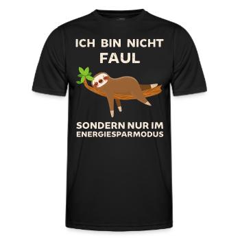 Ich bin nicht Faul ich spare Energie ein Faultier - Männer Funktions-T-Shirt - Schwarz - Vorne - AI Model Male 178 dark (178cm)