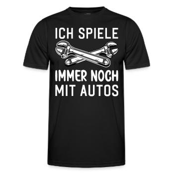 Ich spiele immer noch mit Autos KFZ Auto Sprüche - Männer Funktions-T-Shirt - Schwarz - Vorne - AI Model Male 178 dark (178cm)