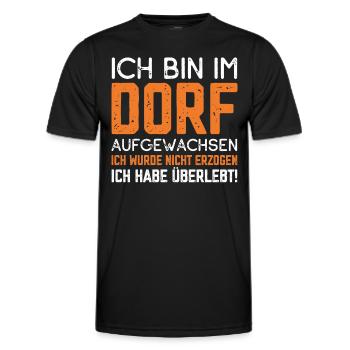 Ich bin im Dorf aufgewachsen ich habe überlebt - Männer Funktions-T-Shirt - Schwarz - Vorne - AI Model Male 178 dark (178cm)