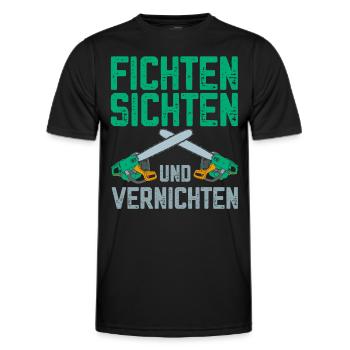 Fichten sichten und vernichten lustige Holzfäller - Männer Funktions-T-Shirt - Schwarz - Vorne - AI Model Male 178 dark (178cm)