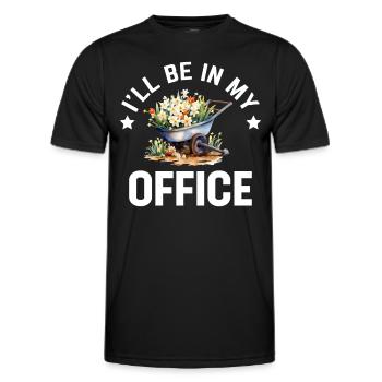 Je serai dans mon bureau le jardin travaille avec des fleurs - T-shirt sport Homme - noir - Devant - AI Model Male 178 dark (178cm)
