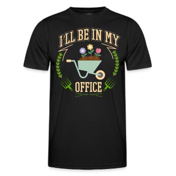 Je serai dans mon bureau le jardin travaille avec des fleurs - T-shirt sport Homme - noir - Devant - AI Model Male 178 dark (178cm)