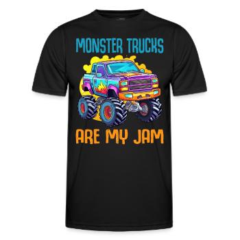 Monster Trucks er min jam sjove lastbilbiler citater - Funktionsshirt til herrer - sort - Foran - AI Model Male 178 dark (178cm)