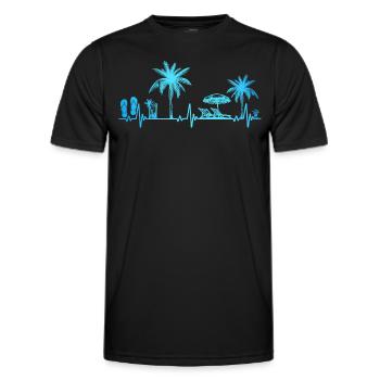 Heartbeat Palm Tree Glass Flipp Flop Summer Lover - Men's Functional T-Shirt - black - Front - AI Model Male 178 dark (178cm)