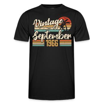 Septembre 1966 Cadeau Anniversaire September 1966 - T-shirt sport Homme - noir - Devant - AI Model Male 178 dark (178cm)