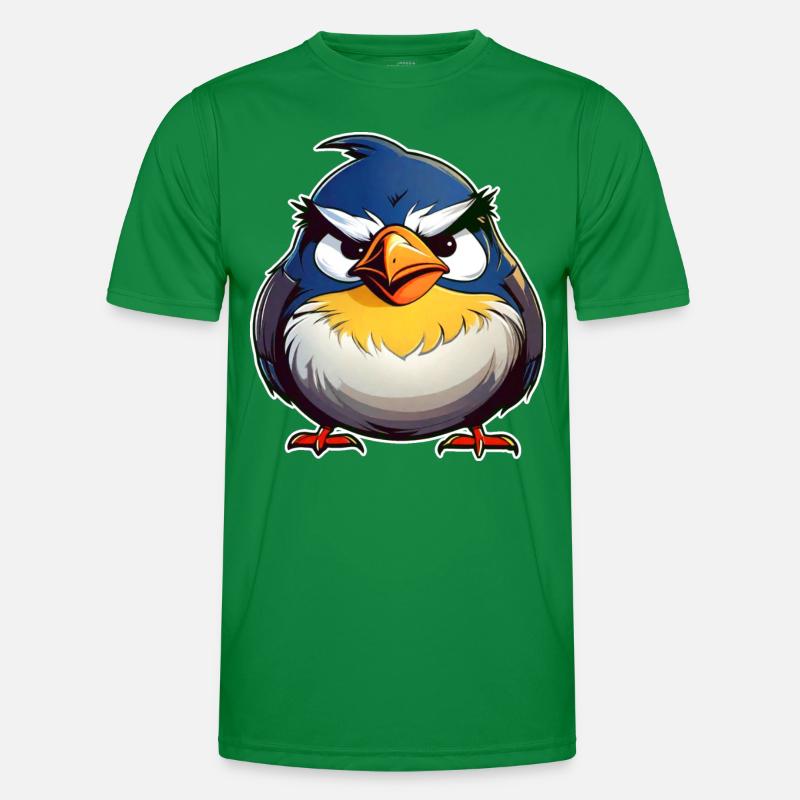 Kleiner grimmiger dicker Vogel Männer Funktions-T-Shirt