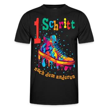 Ein Schritt nach dem anderen Mut machen Motivation - Männer Funktions-T-Shirt - Schwarz - Vorne - AI Model Male 178 dark (178cm)