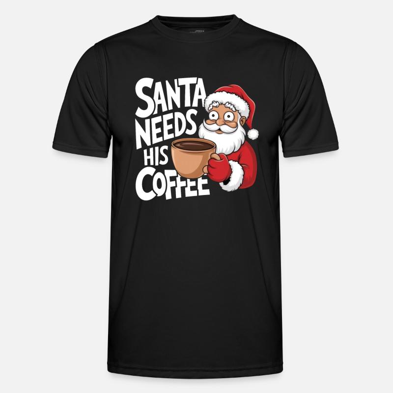 Santa Needs His Coffee - Men's Functional T-Shirt - black