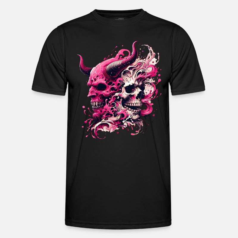 Dämonischer Schädel Pinke Explosion Skull & Demon Männer Funktions-T-Shirt