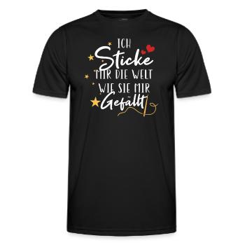 Lustiges Sticke Welt Wie Gefällt Sticken Stickerin - Männer Funktions-T-Shirt - Schwarz - Vorne - AI Model Male 178 dark (178cm)