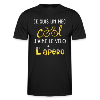 Mec Cool J'aime Le Velo Et L'apéro Humour - T-shirt sport Homme - noir - Devant - AI Model Male 178 dark (178cm)