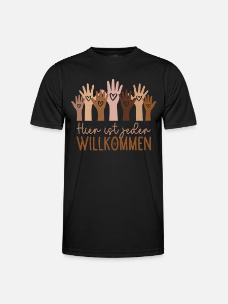 Hier ist jeder willkommen - Männer Funktions-T-Shirt - Schwarz