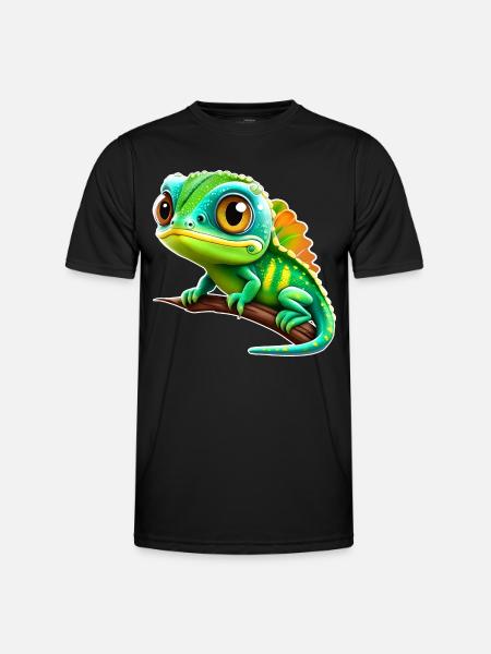 Mignon. Petit iguane - T-shirt sport Homme - noir