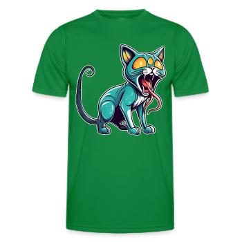 Chat extraterrestre cool avec trois yeux - T-shirt sport Homme - vert - Devant - AI Model Male 178 dark (178cm)