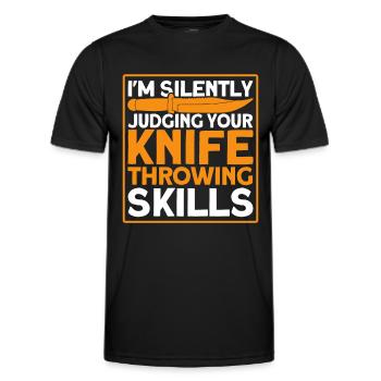 Messerwurfscheibe Geschenk Messerwerfer - Männer Funktions-T-Shirt - Schwarz - Vorne - AI Model Male 178 dark (178cm)