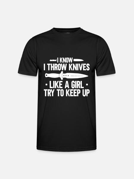 Messerwurfscheibe Geschenk Messerwerfer - Männer Funktions-T-Shirt - Schwarz