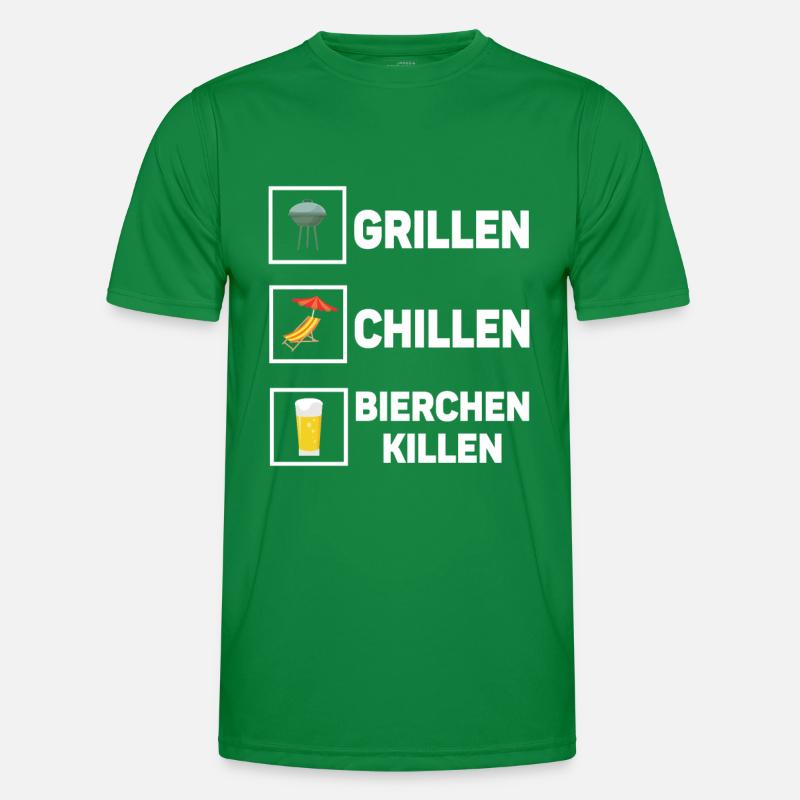 Grillen Chillen Bierchen Killen Bier BBQ Grill Männer Funktions-T-Shirt