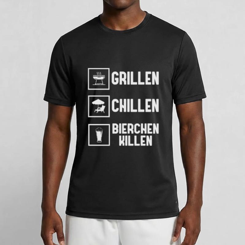 Grillen Chillen Bierchen Killen Bier BBQ Grill Männer Funktions-T-Shirt