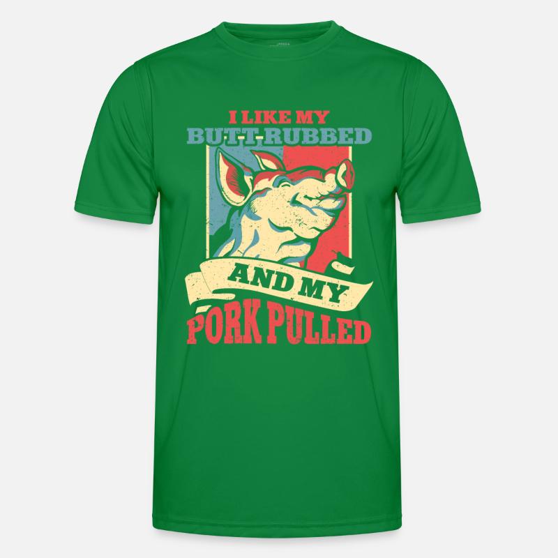 BBQ Pulled Pork Schwein Grill Männer Funktions-T-Shirt