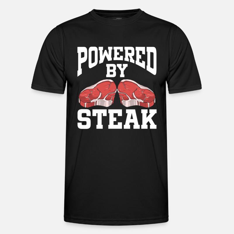 Powered By Steak - Men's Functional T-Shirt - black