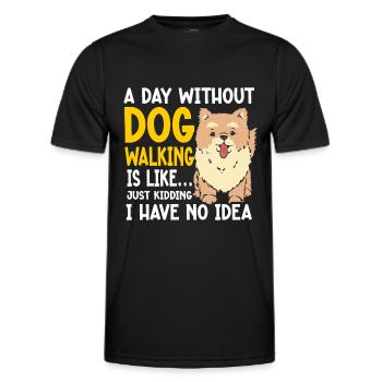 Dog Walker Gardien d’animaux professionnel Promenade de chien - T-shirt sport Homme - noir - Devant - AI Model Male 178 dark (178cm)