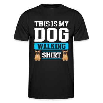 Dog Walker Gardien d’animaux professionnel Promenade de chien - T-shirt sport Homme - noir - Devant - AI Model Male 178 dark (178cm)