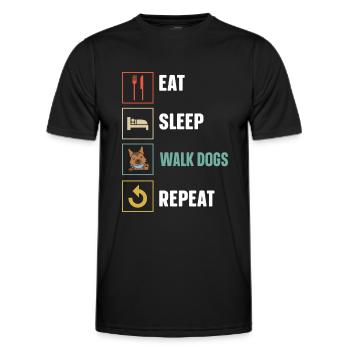 Dog Walker Gardien d’animaux professionnel Promenade de chien - T-shirt sport Homme - noir - Devant - AI Model Male 178 dark (178cm)