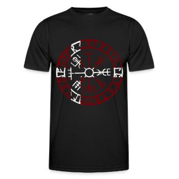VEGVVISIR DENMARK - Wikinger Kompass - Männer Funktions-T-Shirt - Schwarz - Vorne - AI Model Male 178 dark (178cm)
