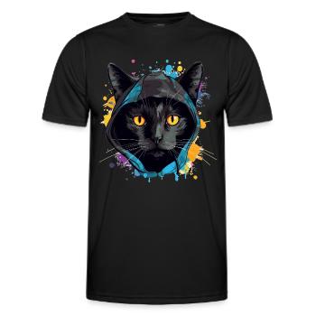 Katzenkopf Schwarze Katze Bombay Happy Cat Katzen - Männer Funktions-T-Shirt - Schwarz - Vorne - AI Model Male 178 dark (178cm)
