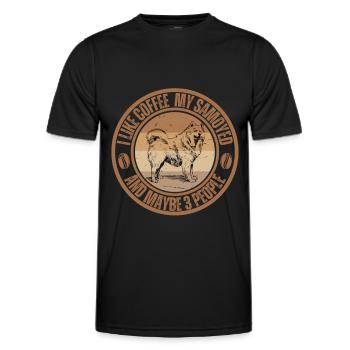 Samoyed Coffee Dog Cafe - Men's Functional T-Shirt - black - Front - AI Model Male 178 dark (178cm)