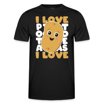 J’adore les pommes de terre Pommes de terre Pommes de terre Cadeau - T-shirt sport Homme - noir - Devant - AI Model Male 178 dark (178cm)