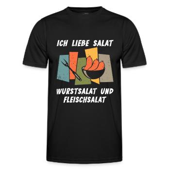 Ich Liebe Salat Wurstsalat Anti Vegan Fleischesser - Männer Funktions-T-Shirt - Schwarz - Vorne - AI Model Male 178 dark (178cm)