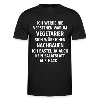 Vegetarier Würstchen I Anti Vegan Fleischesser - Männer Funktions-T-Shirt - Schwarz - Vorne - AI Model Male 178 dark (178cm)