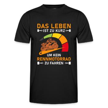 Leben Zu Kurz Rennmotorrad I Motorradfahrer Tacho - Männer Funktions-T-Shirt - Schwarz - Vorne - AI Model Male 178 dark (178cm)