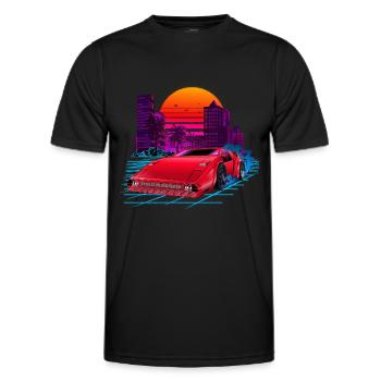 80s Synthwave Retro Car - Männer Funktions-T-Shirt - Schwarz - Vorne - AI Model Male 178 dark (178cm)