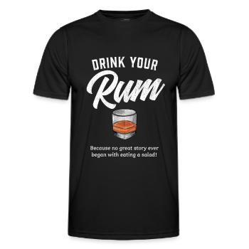 Mens Rum Lover Gift I Funny Rum Drinking graphic - Men's Functional T-Shirt - black - Front - AI Model Male 178 dark (178cm)