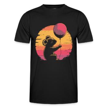 Koala mit Luftballon Vintage Silhouette - Männer Funktions-T-Shirt - Schwarz - Vorne - AI Model Male 178 dark (178cm)
