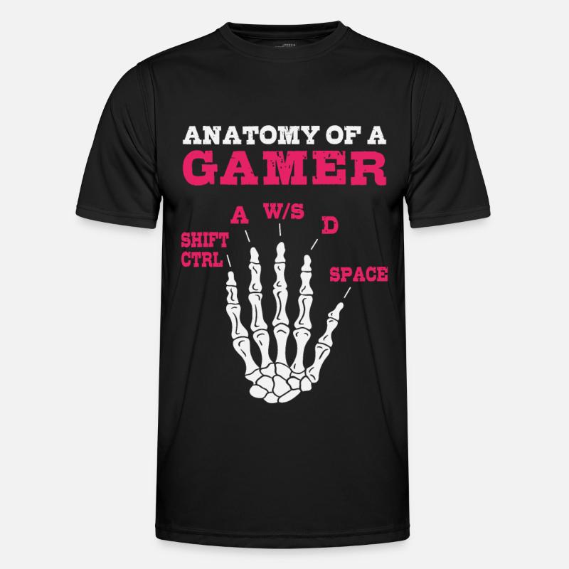 Anatomie eines Gamers - Männer Funktions-T-Shirt - Schwarz