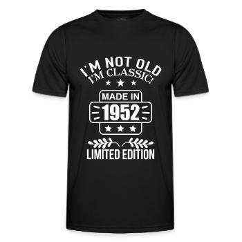 Fait en 1952 Anniversaire 70 ans né en 1952 Citations - T-shirt sport Homme - noir - Devant - AI Model Male 178 dark (178cm)