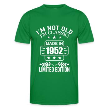 Made in 1952 Birthday 70 Years born in 1952 Quotes - Men's Functional T-Shirt - kelly green - Front - AI Model Male 178 dark (178cm)
