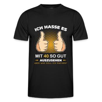 Mit 40 so gut auszusehen lustige Sprüche 40 Jahre - Männer Funktions-T-Shirt - Schwarz - Vorne - AI Model Male 178 dark (178cm)