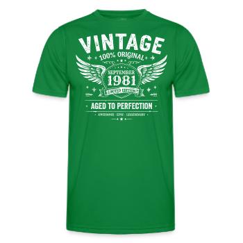 Born in September 1981 - Men's Functional T-Shirt - kelly green - Front - AI Model Male 178 dark (178cm)