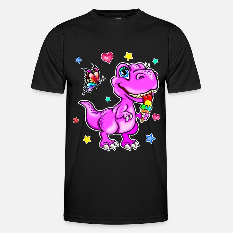 Rosa Dinosaurier mit Eiscreme - Männer Funktions-T-Shirt - Schwarz
