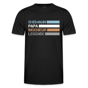 Retro Ehemann Papa Ingenieur Legende - Männer Funktions-T-Shirt - Schwarz - Vorne - AI Model Male 178 dark (178cm)