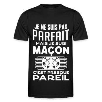 Je ne suis pas parfait mais je suis maçon 2 - T-shirt sport Homme - noir - Devant - AI Model Male 178 dark (178cm)